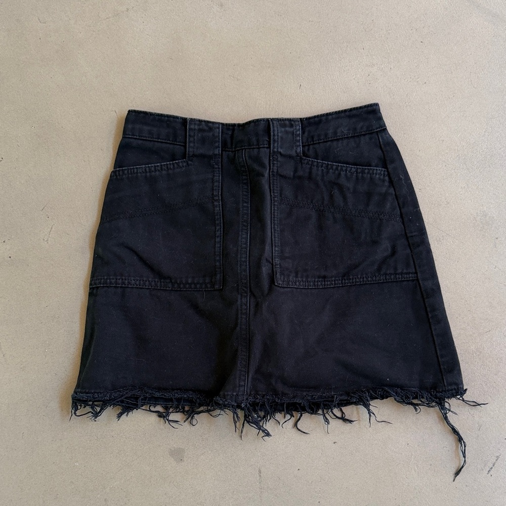 BDG Black Denim Frayed-Hem mini skirt